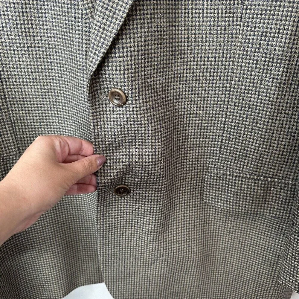 Vito Rufolo Houndstooth Italy Silk Wool 2 Button Sportscoat‎ Blazer Jacket 44R